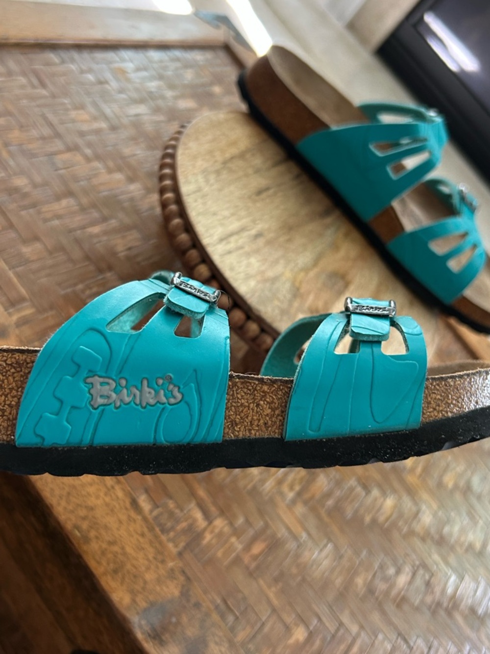 Birkenstock Birki Sea Blue/Turquoise Strappy Women's Sandals - Picture 2 of 10